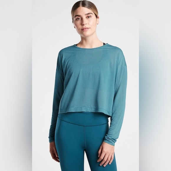 Athleta Vapor Long Sleeve Top Green Small - Picture 1 of 6